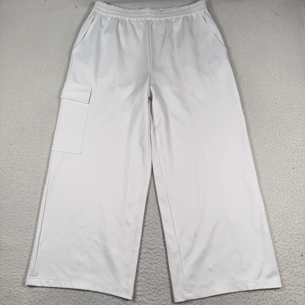 Tibi Active Knit Wide Leg Pull On Pants White Oversized Women's Large *Read - Picture 2 of 12